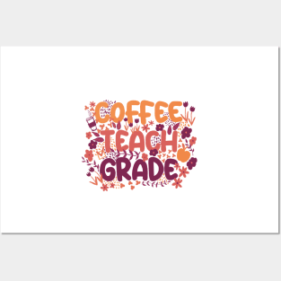 Coffee Teach Grade in Orange Posters and Art